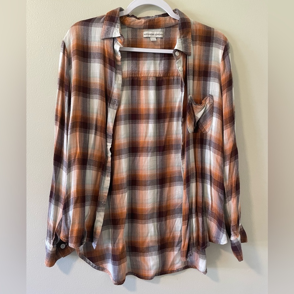 Alexander Jordan Plaid Flannel Long Sleeve Button Down Shirt